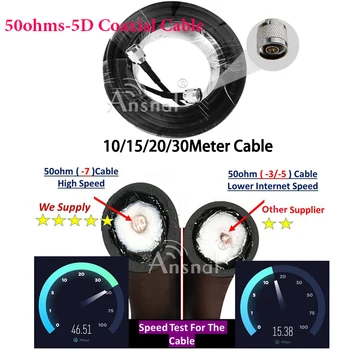 Augstākās Kvalitātes 10/15/20/30Meter 50ohm-5D Coaxia Kabeļu RGB6 N Vīriešu N vīriešu 2g 3g 4g Signālu Pastiprinātājs, Retranslatoriem un 4g Antenas