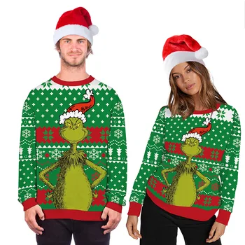 Rudens/Ziemas 2020 Ziemassvētku džemperis Zaļi Mati Monster 3D drukāšanas Jaunums Džemperi Sievietēm Neglīts Ziemassvētku Džemperis mīļotājiem Apģērbi