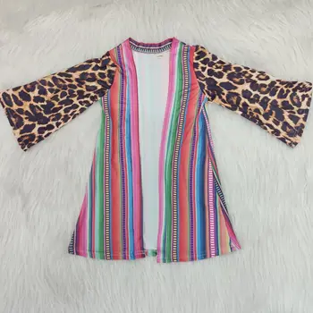 Dārgie Bērni, Meitenes 3 gab Boutique Apģērbu Komplekts Karstā Pārdošanas Rodeo Top Leopards Bell Bikses un Jaka Apģērbs, Apģērbu Komplekts