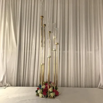 8 Vadītāji Metāla Svečturi Svečturi Akrila Kāzu Galda Centerpieces Ziedu Stand Svece Īpašnieks Kandelabrs Mājas Dekori