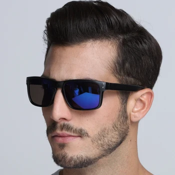 Dokly zils lēcas, saulesbrilles vīriešiem Atstarojošu Pārklājumu Kvadrātveida Saules Brilles vīriešiem Zīmola Dizainere Oculos De Sol UV400