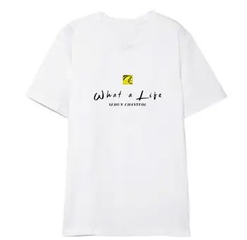 Kpop ekso SC sehun chanyeol albumu, kas dzīvi pats drukāšanas t krekls unisex vasaras stila modes o apkakli, īsām piedurknēm t-krekls