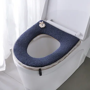 Tualetes sēdekli cute Rotaļlācītis samta tualetes podu vāku ziemas rāvējslēdzēja tipa tualetes sēdekli, silts segums gasket