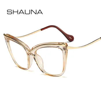 SHAUNA Lielizmēra Metāla Uzacis Sieviešu Kaķu Acs Optiskās Brilles, Ietvari