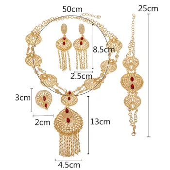 Rotaslietas komplekti, Dubaija luksusa zelta krāsā sievietēm, kāzu dāvanas, kaklarota, auskari rokassprādze gredzenu līgava mīļākais Āfrikas juvelierizstrādājumu komplekts