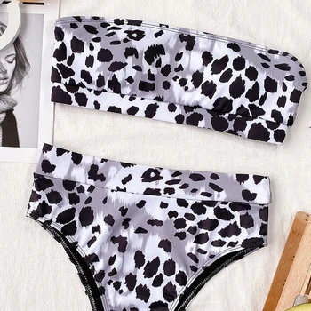 Peachtan Leopards Drukāt Peldkostīms Sievietēm Augsta Vidukļa Bikini 