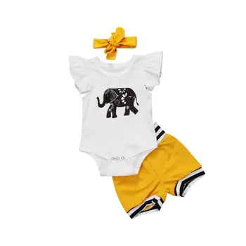 Emmababy 3PCS Jaundzimušais Meitene Zēna Apģērbs ar Īsām Piedurknēm Romper+Bikses+Galvas Modes Apģērbu Komplekts 0-18M