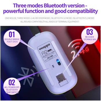 Bezvadu Peles Bluetooth 5.0+3.0+2.4 G, 3 veidi Dators Kluss, Uzlādējams Spēļu Pele Backlit USB Optisko Peles PC Klēpjdators