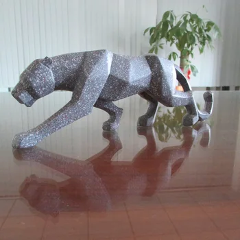 Leopard Statuetes Mūsdienu Abstraktās Ģeometriskās Stila Sveķu Panther Dzīvnieku Statuja Home Decoration Accessories Dāvanu