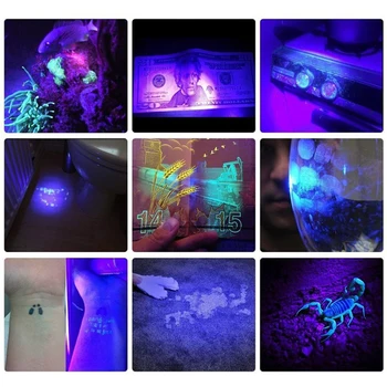 365nm UV Lukturīti, Uzlādējams LED Ultra Violet Neredzamo Ultravioleto Lāpu Mājdzīvniekiem Traipu Medību Marķieri Izmantot 18650 akumulatoru