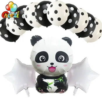 13pcs Panda Folija Baloni Dzimšanas dienas svinības Rotājumi Dzīvnieku Bērniem Piepūšamās Rotaļlietas 18inch zvaigžņu hēlija balonu Dot lateksa Globos
