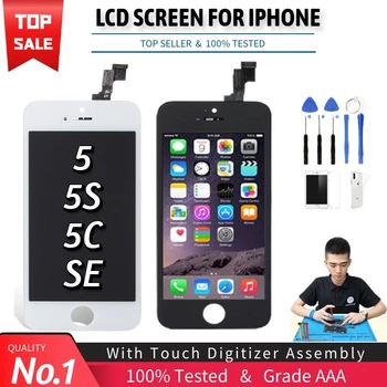 LCD Displejs Priekš iPhone 5 5S 5C 5SE Touch Screen Digitizer LCD displejs priekš iPhone 5 5S SE Montāža Nomaiņa AAA+++ Kvalitāte ar Dāvanām