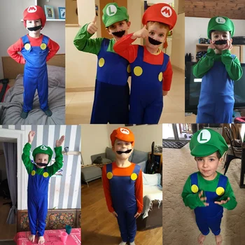 Bērns Super Mari Bros Cosplay, Deju Tērpu Komplekts Bērniem Halloween Puse Bērnu Svētku Burleska, Cepure, Cimdi Dāvanu