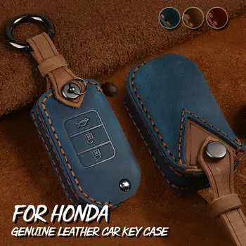 Īstas Ādas Tālvadības Flip Atslēgu Fob, Lietu Vāku Honda Civic CR-V XR-V BK-V Accord Odyssey Ieskatu keychain