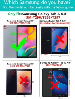 Staiguļi 360 Rotējoša Case for Samsung Galaxy Tab 8.0 SM-T290 Tablete 2019 Slim PU Vāks T295 T297 + Dāvana