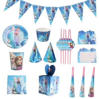 Disney Saldēti Princess Birthday Party Apdare Rotaļlietu Komplekts Karikatūra Anna Elsa Anime Attēlā Ģimenes Puses Pusdienu Galda Rotaļlietas, Dāvanas