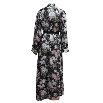 Malaizija 5XL Elbise Saūda Pārsējs Kleita Puse Elegants kimono abaya Dubaija lūgšanu open Printed Šifona Maxi Jaku Garās Kleitas
