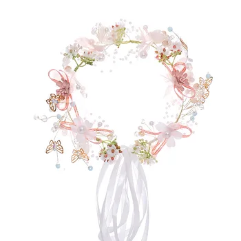 Romantisks Sieviešu Galvas Salds Butterfly Ziedu Pasaku Vainags Hairband Puse Headpiece Līgavas Kāzu Rotaslietas, Aksesuāri XH