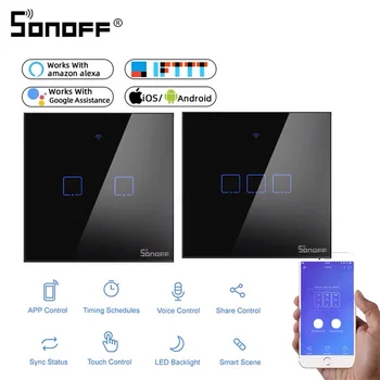 SONOFF T3 ES TX 1/2/3Gang WiFi Smart Bezvadu Wifi Slēdzis Atbalstu, Alexa, Google Home Smart Home Smart Home eWeLink Remote APP