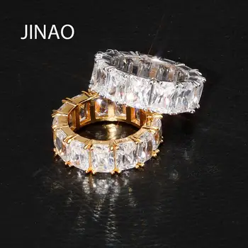 JINAO Jauns Dizains Ledus No Modes Hip Hop Riņķi Augstas Kvalitātes Rotaslietas, Zelta un Skaida-krāsu Mikro Bruģēts gredzenu, lai Cilvēks Sievietēm Dāvanu
