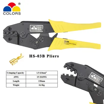 HS-03B vadu gofrētu knaibles jaudu 1.5-6mm2 15-10AWG, kas nav izolēti cilnes un tvertnēm self-pielāgo rokas instrumentu komplekts