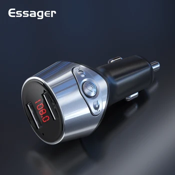 Essager Automašīnas Lādētājs FM Raidītājs Bluetooth Bezvadu 5.0 Automašīnas Brīvroku Komplekts Audio Uztvērējs, MP3 Atskaņotājs 3.1 Dual USB Fast Charger