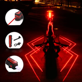 Locīšanas Lāzera LED Bike Light Priekšējā Aizmugurējās Drošības Brīdinājums Velosipēdu Gaismas USB Lādējamu Asti Aizmugurējās Gaismas Ūdensnecaurlaidīgs Velo Lukturi
