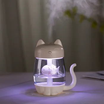 Gudrs Kaķis LED Gaisa gaisa mitrinātāju Mājās, viesistaba, 3 In 1 gaisa mitrinātāju, Gaisa Ventilatora Difuzoru Gultām Pulverizators, USB Uzlādes indikators gaisa mitrinātāju