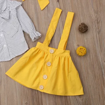Zīdaiņu Jaundzimušais Meitene Drēbes 3pcs garām Piedurknēm Tops+Svārki+Galvas Dot Modes Apģērbu Komplekts 6M-5T