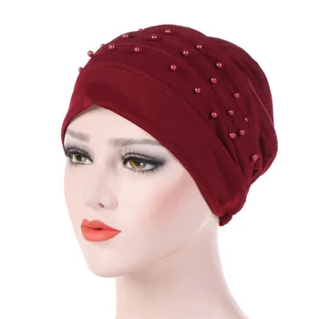 Musulmaņu turban sieviešu kokvilnas turbante mujer chemo cepuri vēža cepures vienkāršā turban hijab femme musulman turbānus frēzēšana pārsegs