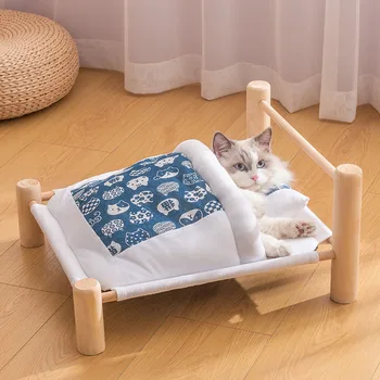 Pet sauļošanās krēslu Kaķis Gulta Noņemams guļammaiss Guļamtīkls Koka Ziemā Silts kaķēns Kaķi Mājā Mājdzīvnieki Gultas Maziem Suņiem Dīvāns Mat suppli