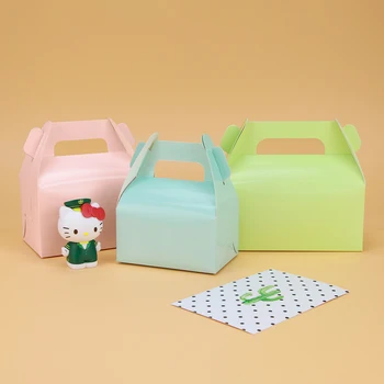 10pcs /kraft dāvanu kastē kūka West Point baltā deserta brūnā, rozā, zaļā iepakojuma papīra kausa kāzu puse, portatīvo papīra kartona kaste