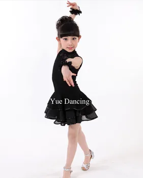4-15Y Meitenes latīņamerikas Deju Kleita Bērnu Vasaras Mežģīņu Kleita Latina Bērniem Balles Tutu Konkurences Kleitas Salsa/Tango/Samba Kostīms