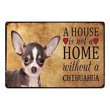 8x12 Cm Skārda Zīme Pet Suņiem Mājās Bez Chihuahua Metāla zīmju Skārda Plakātu Cute Karikatūra Dzīvniekiem, Bārs Krogs Apdare Sienas Māksla