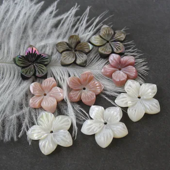 5gab / soma, dabas pērle shell piecu ziedu plūme korpusa ziedu rotaslietu izgatavošana DIY matu klipu broša auskars rotaslietas piederumu