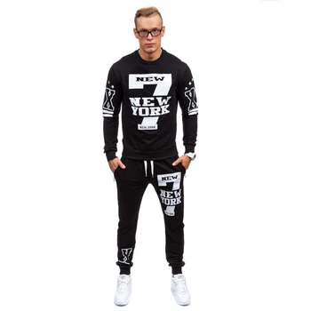 Jauniem Vīriešiem Komplekti Modes Rudens Pavasara Drukāšanas Sporta Tērps, Krekls +Treniņbikses Vīriešu Apģērbu 2 Gabali Komplekti Slim Tracksuit