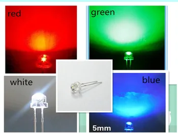 1000 gab./daudz 5mm straw hat led diožu LED dzeltens sarkans zils zaļš, balts (F 4.8 mm) 1600mcd led Gaismas Diodes sajauc krāsu komplekts