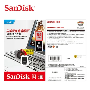 SanDisk Flash Drive CZ430 USB 64gb 16GB mini USB Pen Drive USB 3.1 līdz Pat 130MB/S pendrive USB 3.0 USB Stick 32gb 128G