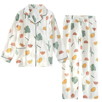 JŪLIJS DZIESMA Sievietes 2 Gabali, Kokvilnas Pidžamas Komplekts Mīksto Sleepwear Long Sleeve Drukāšanas Cute Gadījuma Sieviešu Rudens Ziemas Homewear
