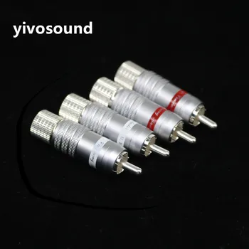 Yivosound Hi-End HIFI DIY Sudraba Pārklājumu Vīriešu Audio RCA plug Sveces Savienotāja Ligzdu 8mm max Audio Kabelis Vadu