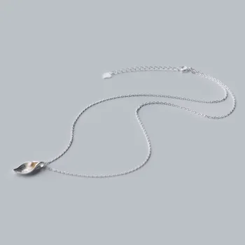 MloveAcc Zīmola 925 Sterling Silver Leaf Veidot Unikālu Dizainu Pērļu Kaklarotu Bohēmijas Stila Rotaslietas Sievietēm Retro stilā