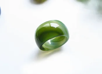 Dabas agate jade gredzenu Unikālu personību rādītājpirkstu zaļā halcedons, agate vīriešu pirkstu ar05#