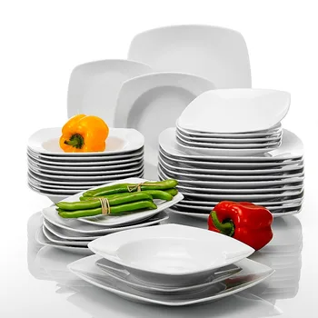 MALACASA SĒRIJA JŪLIJA 36-Gabals Porcelāna Pusdienu Komplekts Vakariņas, Zupas un Deserta Šķīvjus Komplekts 12 Personas