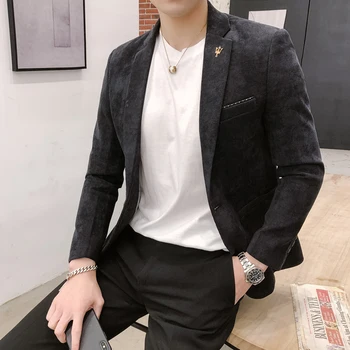2019. gada pavasarī gadījuma Lielbritānijas zelta samta Xiaoxi Slim korejiešu versija savvaļas jaunatnes uzvalks jaka nakts matu stilists vīriešiem