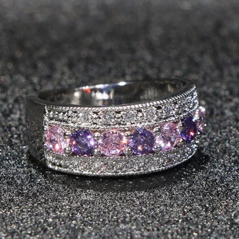 BIJOX STĀSTS elegants 925 sterling sudraba gredzens ar apaļas formas ametista rotaslietas sievietēm, kāzu, banketu puses gredzeniem izmērs 6-10