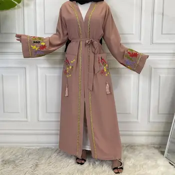 Jauns Dizains abayas sieviešu Modes Apģērbu Izšūti Kimono Jaka turcijas Sieviešu Atvērt Abaya Dubaija Islāma американская оде