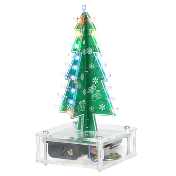 DIY Ziemassvētku Eglīte komplekts, Krāsains, Viegli Pieņemšanas LED Gaismas Akrila Ziemassvētku Eglītes ar Mūziku Elektronisko Mācību Moduļu Komplekts