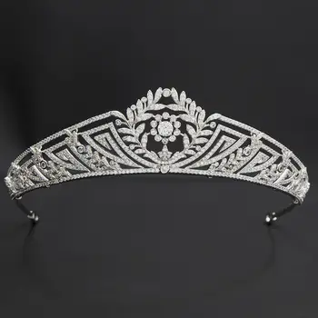 Vintage Cirkonija Royal Reprodukcija Tiara Kāzām,Kristāla Princese Tiaras Vainagu Līgavas Matu Rotas CH10360