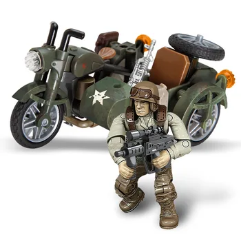 Mega Bloks militārpersonu PUBG Karavīri Motociklu Ieroci Pack Ieroci Bunkuru Ķieģeļu Spēle Modeli, Celtniecības Bloki, Rotaļlietas Bērniem