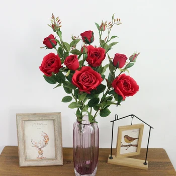JAROWN Mākslīgā 6 Galvas, Rozes Zīda Ziedi, Mākslīgie Ziedi Kāzu Mājas Puse Rotājumi galda elements